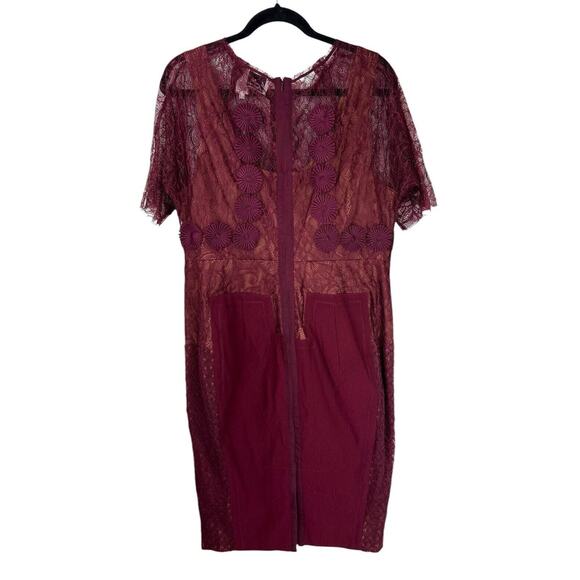 NEW Beguile Byron Lars Carissima Sheath Dress Size 16 Lace Burgundy Wine Corset - Picture 2 of 12